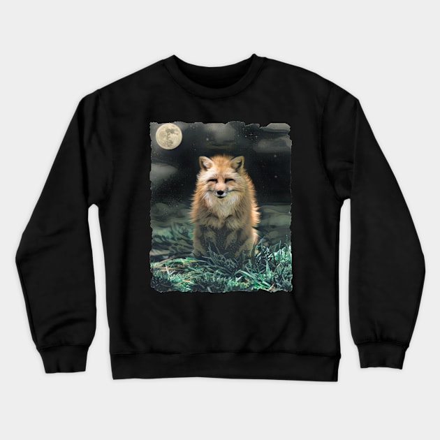 Red Fox By Moonlight Crewneck Sweatshirt by PhotoArts